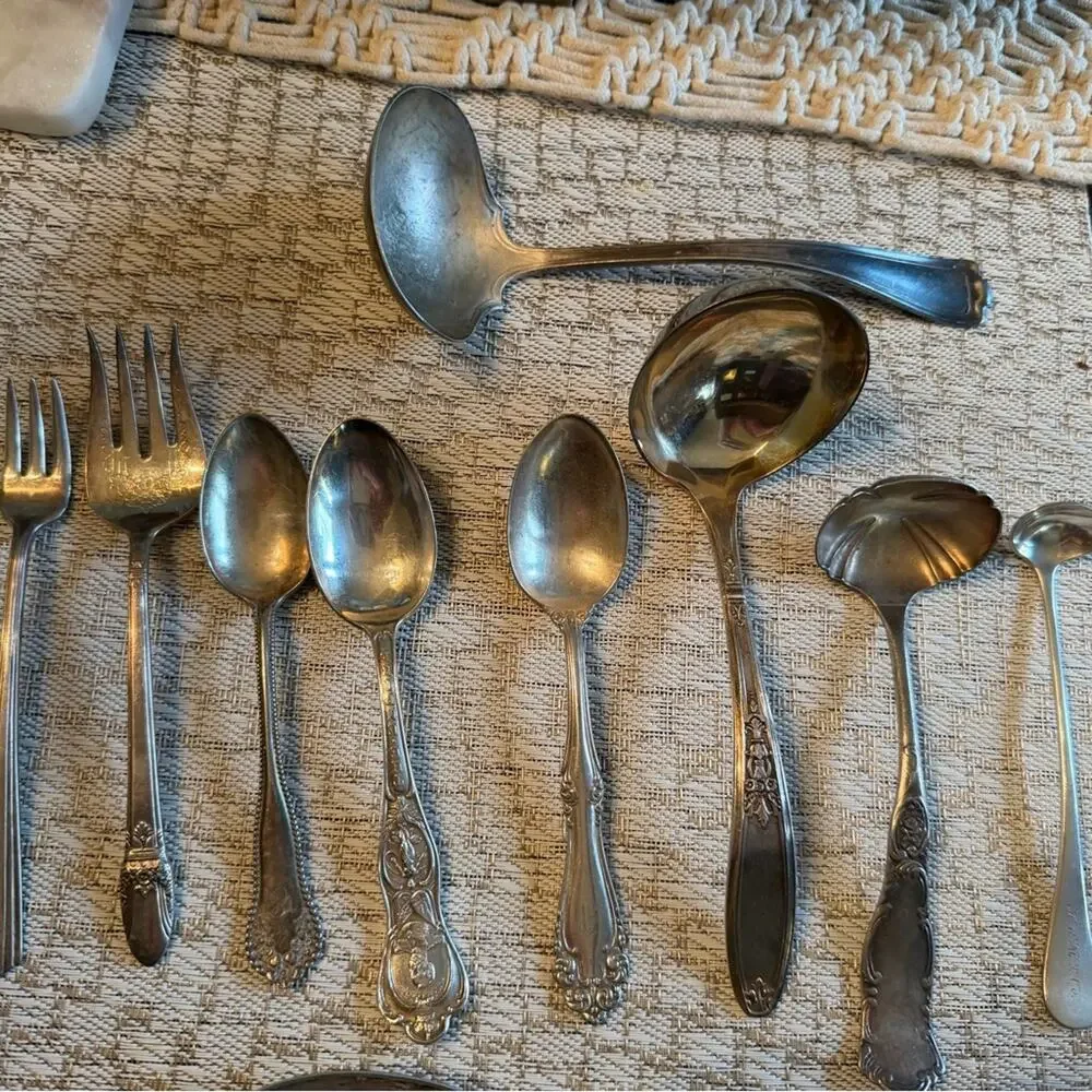 Antique silver plate misc. silverware pieces lot of 14